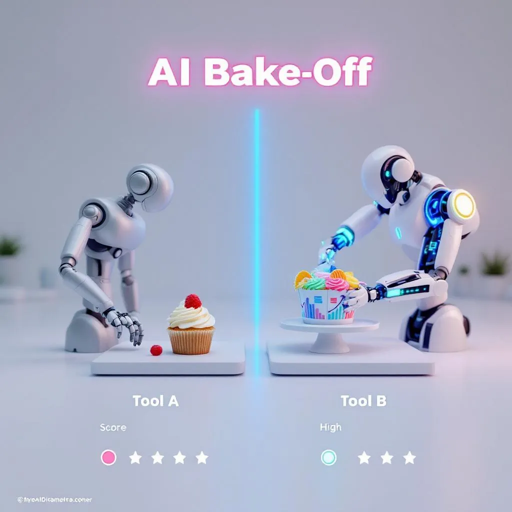 A 3D render comparing a general AI's simple output (a plain cupcake) to a purpose-built grant AI's sophisticated output (a decorated cupcake), symbolizing the difference in quality for grant writing.
