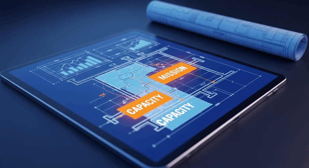 The Two Pillars of the Grant Fit Score Framework A blueprint for nonprofit grant readiness, showing key organizational foundations like mission and capacity, illustrating the importance of internal assessment before applying for grants.