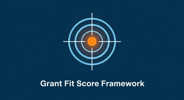 An orange arrow hits a bullseye, symbolizing the precision of the Grant Fit Score framework for nonprofits.