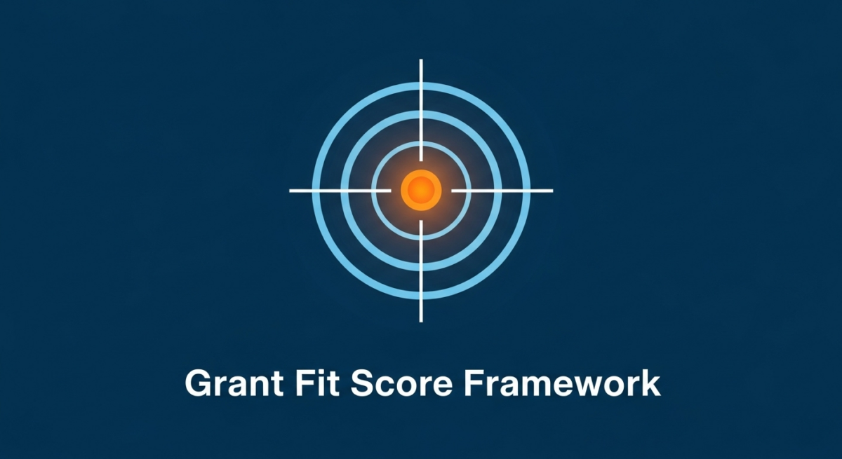 An orange arrow hits a bullseye, symbolizing the precision of the Grant Fit Score framework for nonprofits.