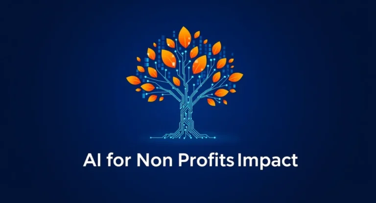 A digital tree with glowing circuit branches, representing the strategic use of AI for nonprofit funding.
