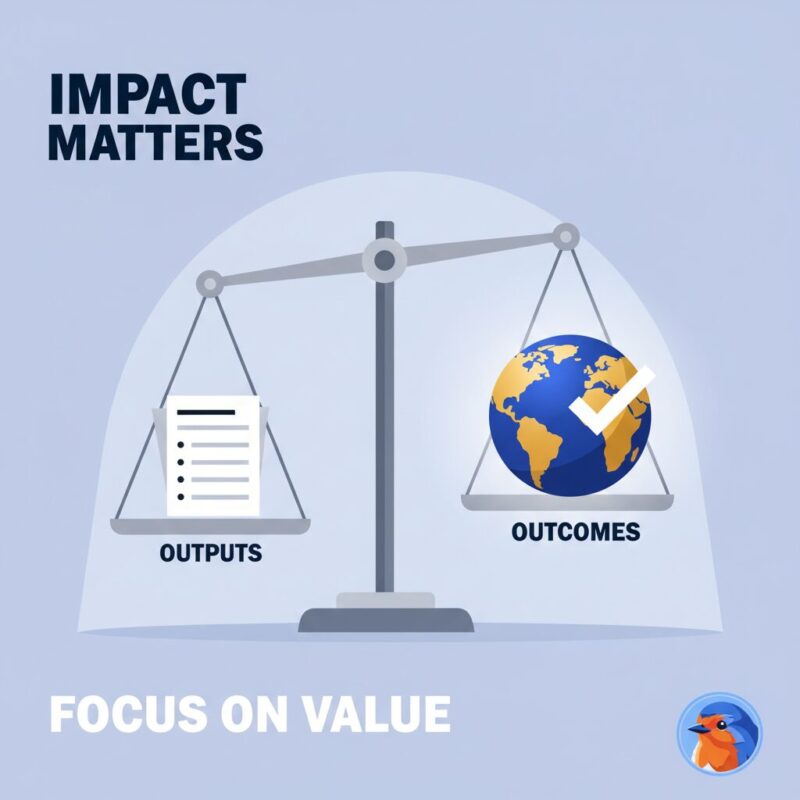Comparison of activity-based reporting versus outcome-based impact measurement
