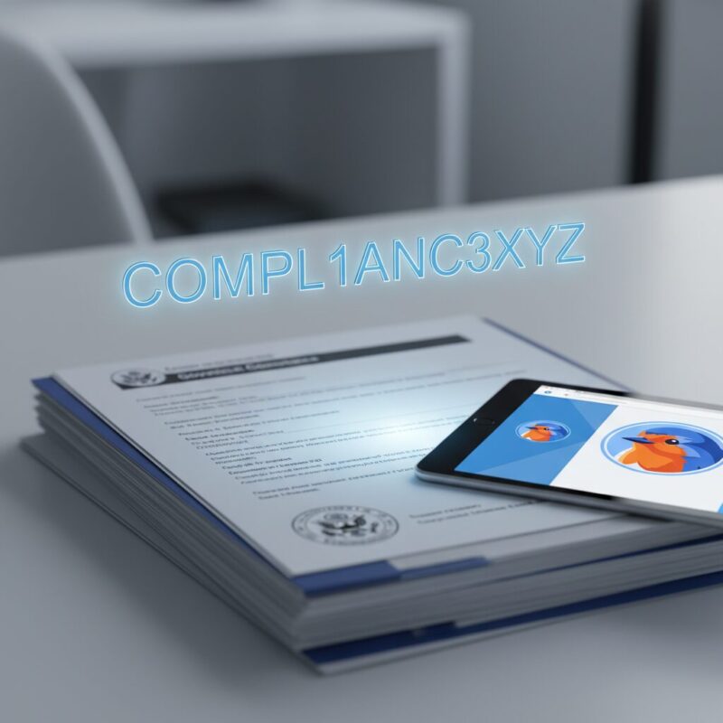 Magnifying glass highlighting the word verified on an official document resting on a wooden desk