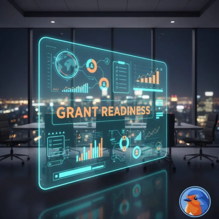 Grant Readiness featured image with corporate holographic data visualization