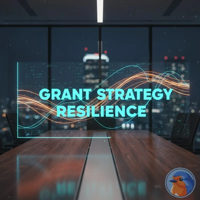Grant Strategy Resilience featured image with holographic data networks in a corporate boardroom
