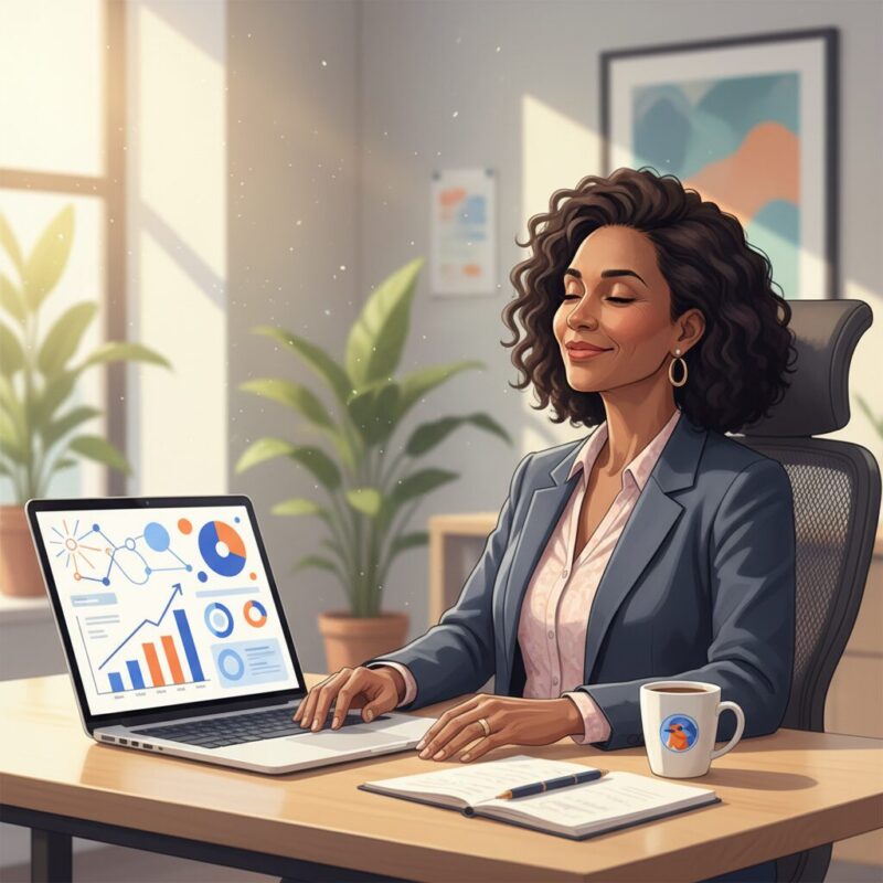 Nonprofit development director experiencing relief while using grant management software