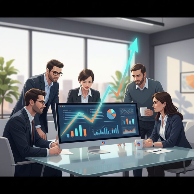 Nonprofit team analyzing 2026 funding trends and financial data on a large screen