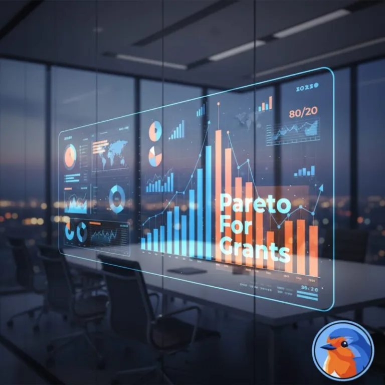 Pareto For Grants featured image with holographic 80/20 data visualization in a boardroom