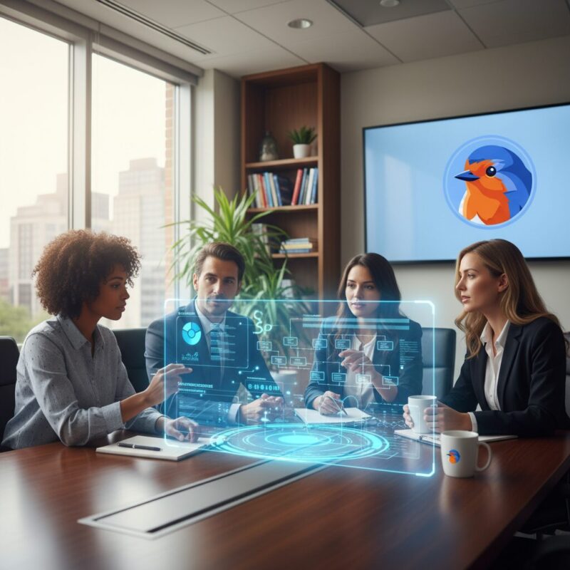 Research administrators reviewing data compliance frameworks in a modern university office