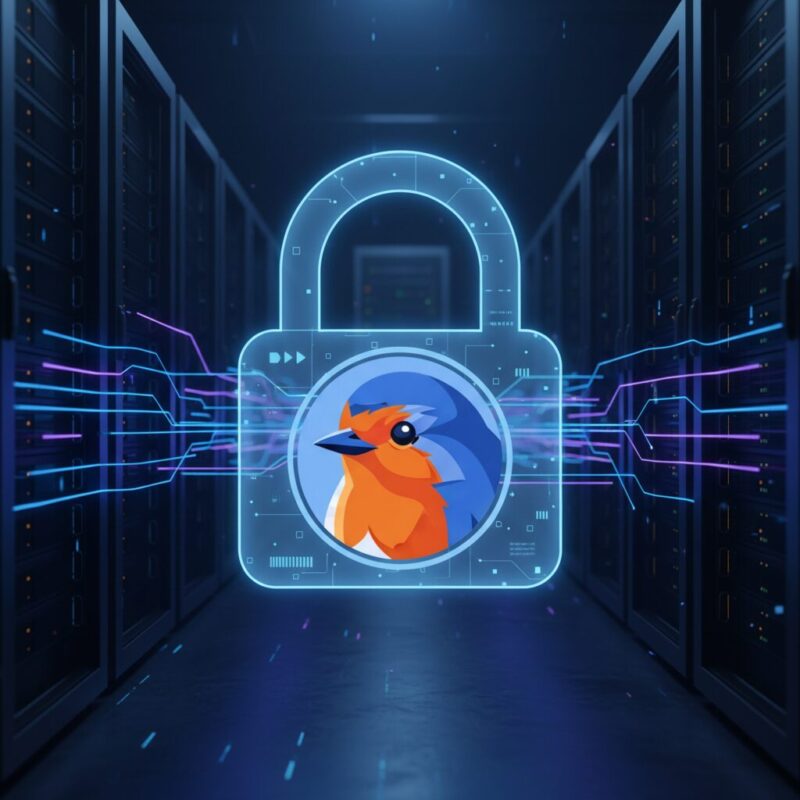 Secure enterprise server racks indicating high-level data privacy and encryption