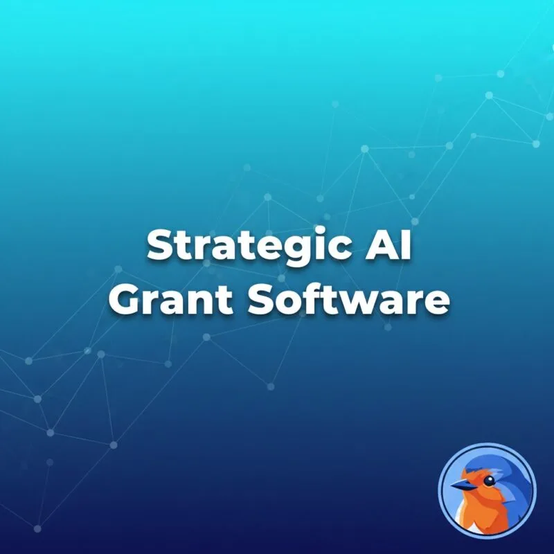 Strategic AI Grant Software featured image with node network graphics on a blue gradient background