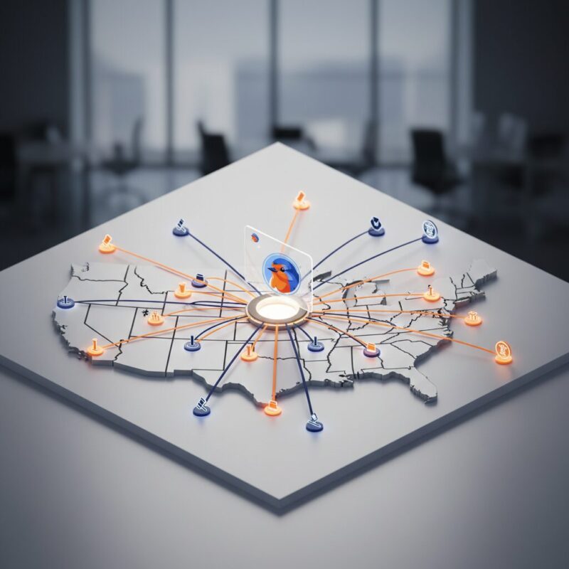 3D map of the US showing bifurcated state charity regulatory oversight