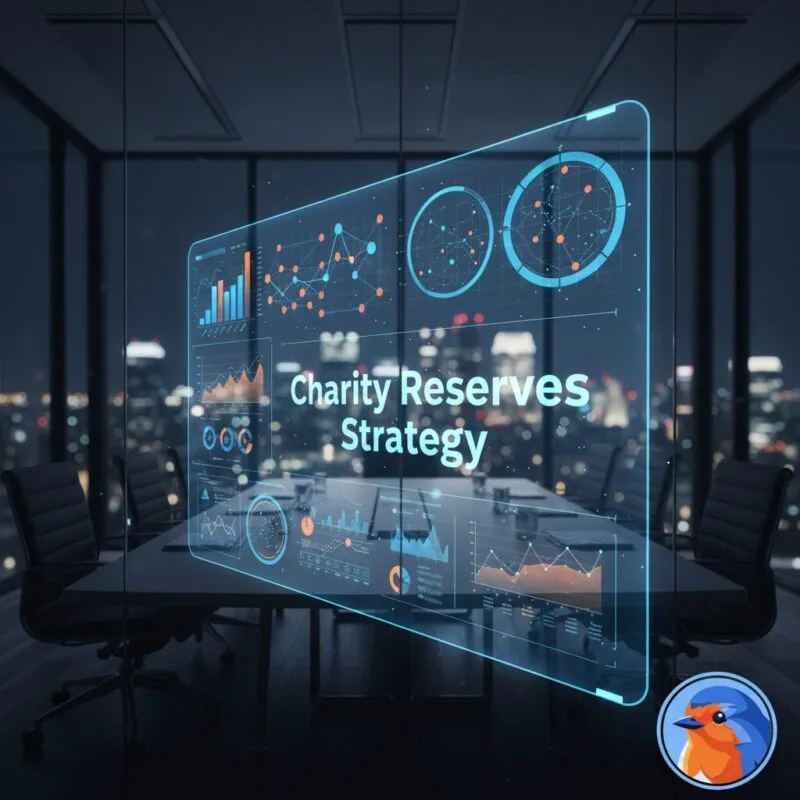 Charity Reserves Strategy featured image with holographic financial charts