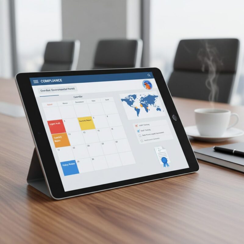Digital dashboard showing automated charity compliance deadlines