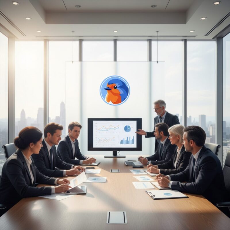 Diverse board of trustees reviewing charity safeguarding governance in a modern meeting room
