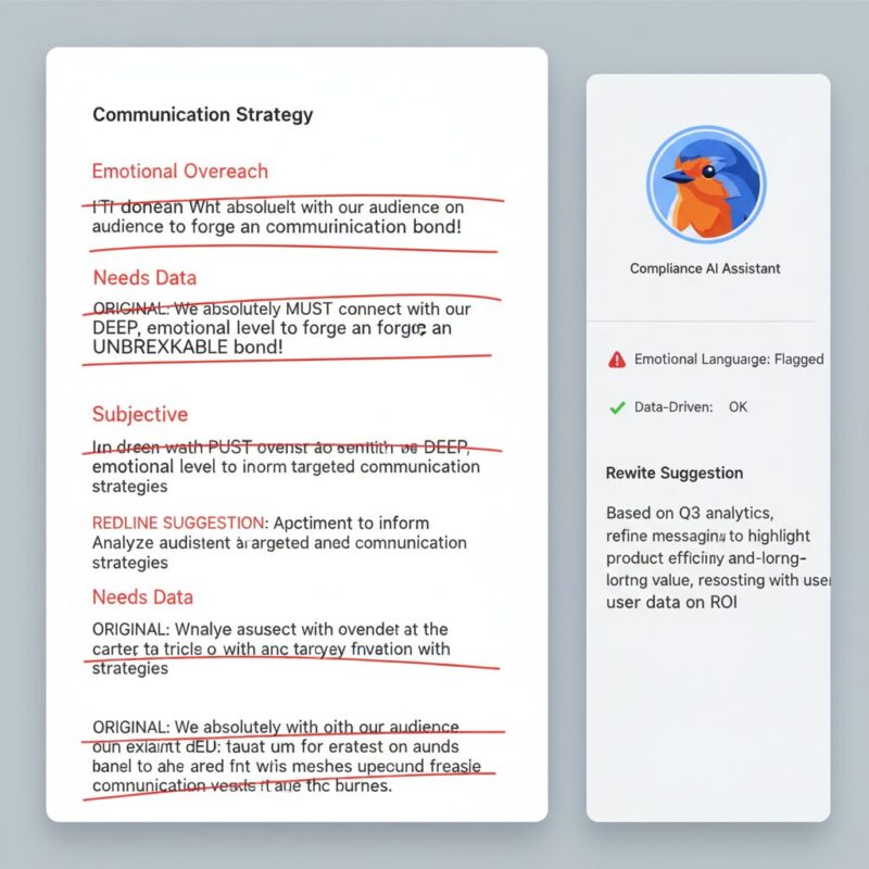 FundRobin AI assistant interface auditing a grant narrative for compliance
