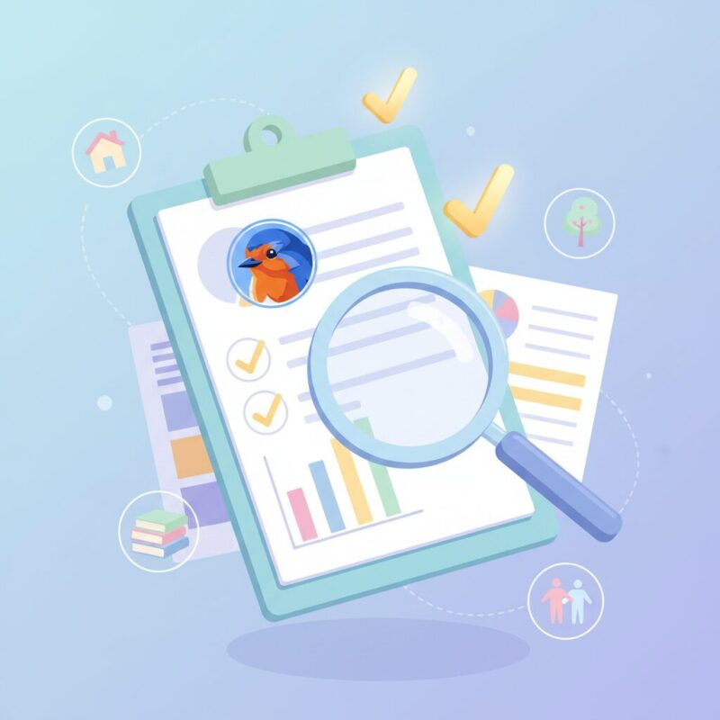 Illustration of a readiness audit clipboard and magnifying glass analyzing financial compliance