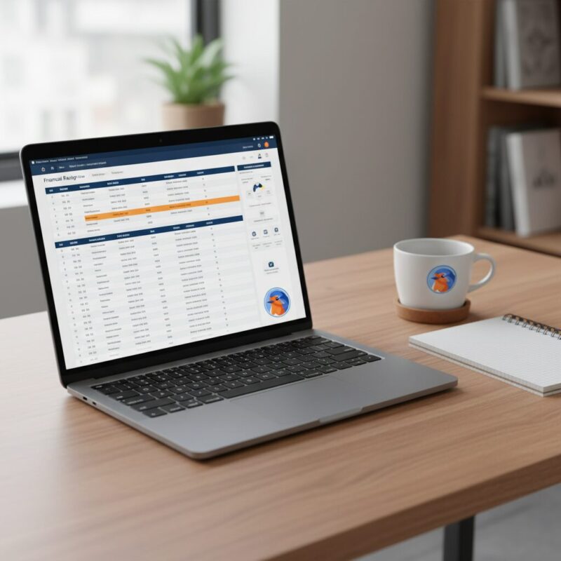 Organized financial spreadsheet for grant budgeting on a laptop screen