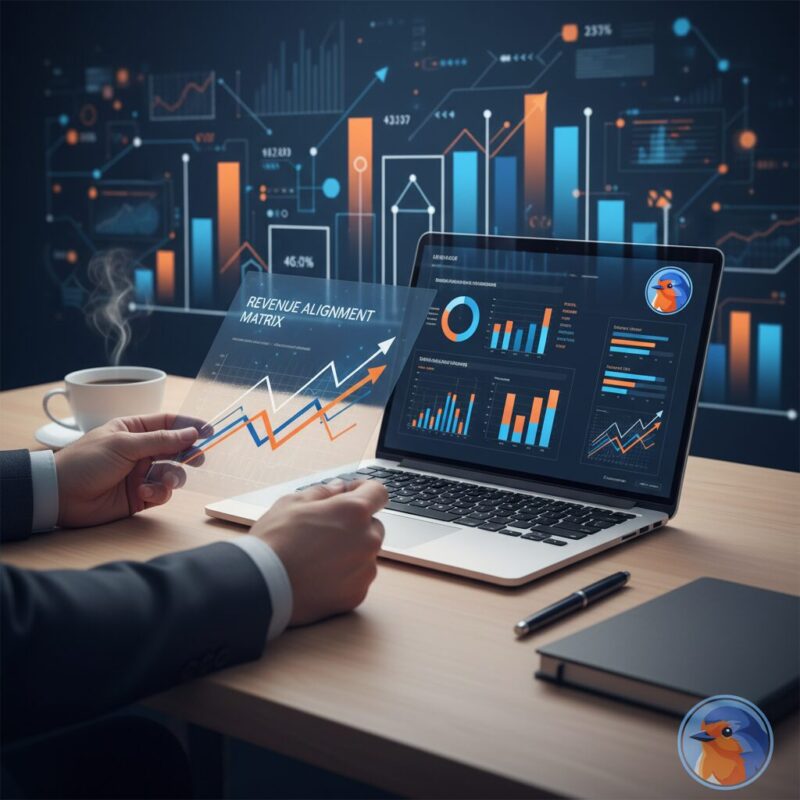 Professional reviewing a revenue alignment matrix for nonprofit earned income strategies