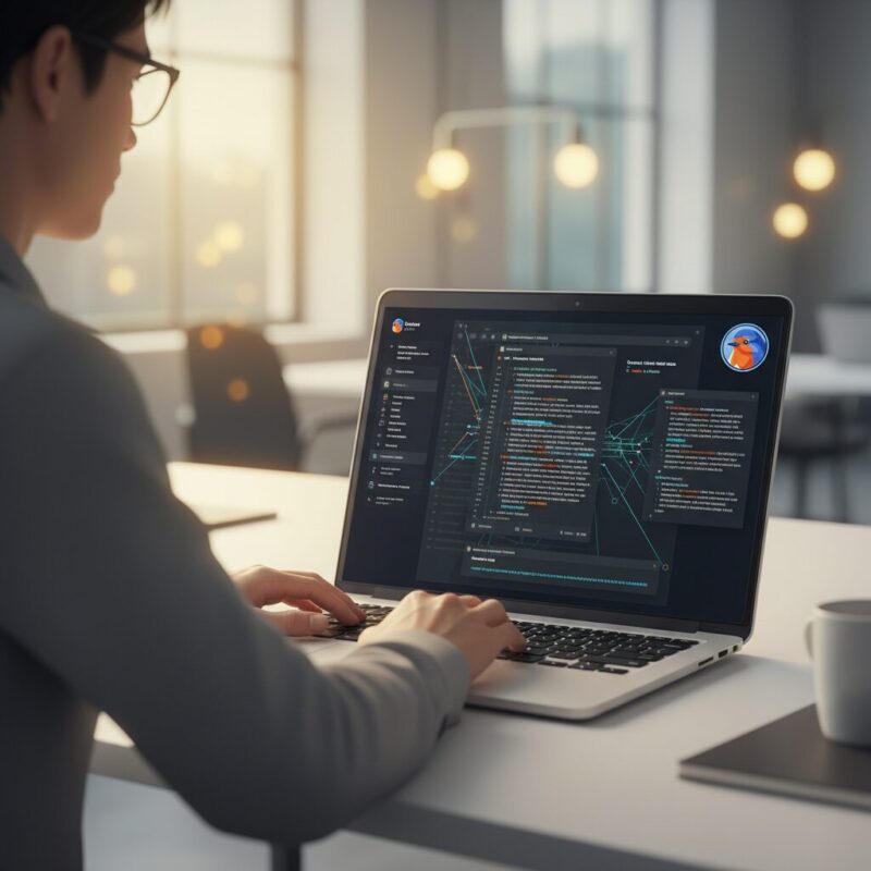Professional using an AI-powered proposal generation dashboard on a laptop
