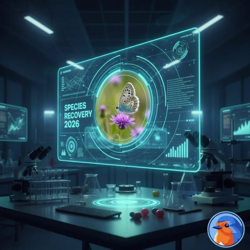 Species Recovery 2026 featured image showing holographic biodiversity data and a butterfly