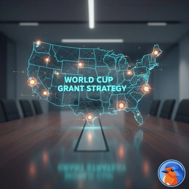 World Cup Grant Strategy featured image with holographic US map and host city markers