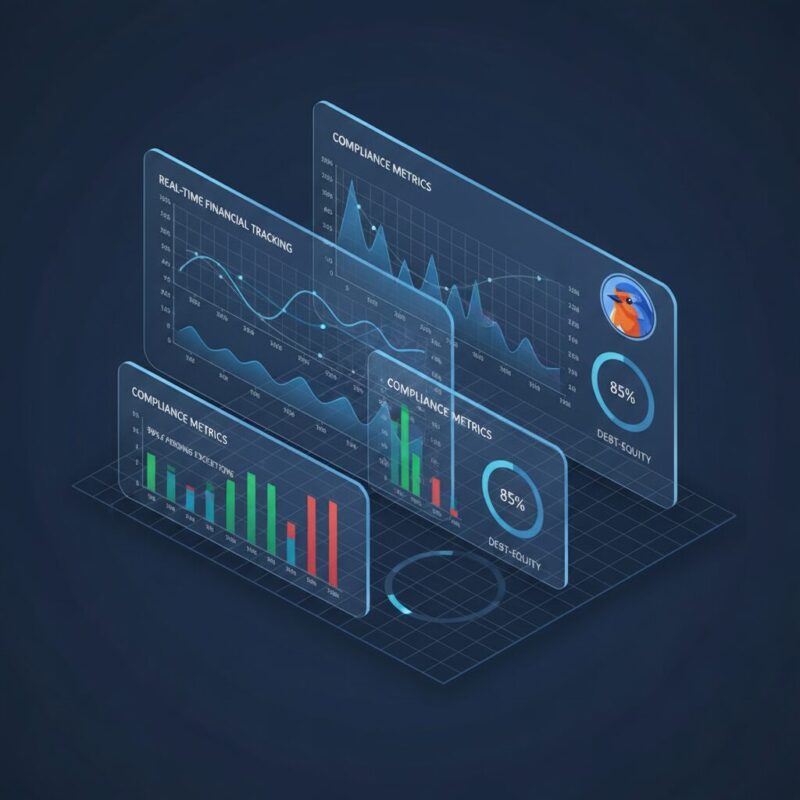 Audit-ready financial health dashboard interface showing real-time charity metrics