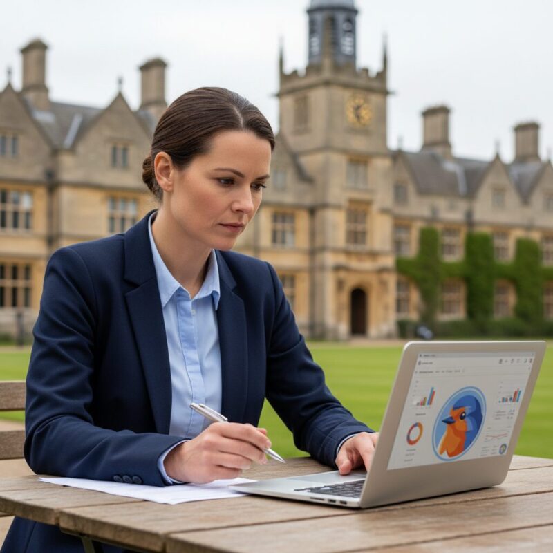Charity professional reviewing SORP 2026 impact data on a laptop