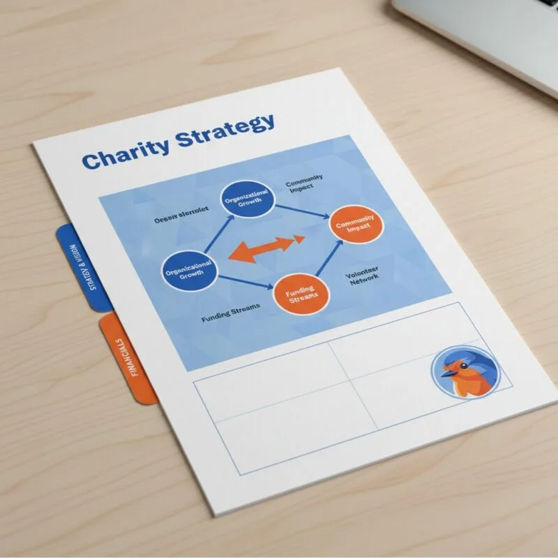 Charity Strategy featured image with glowing holographic diagrams in a modern boardroom