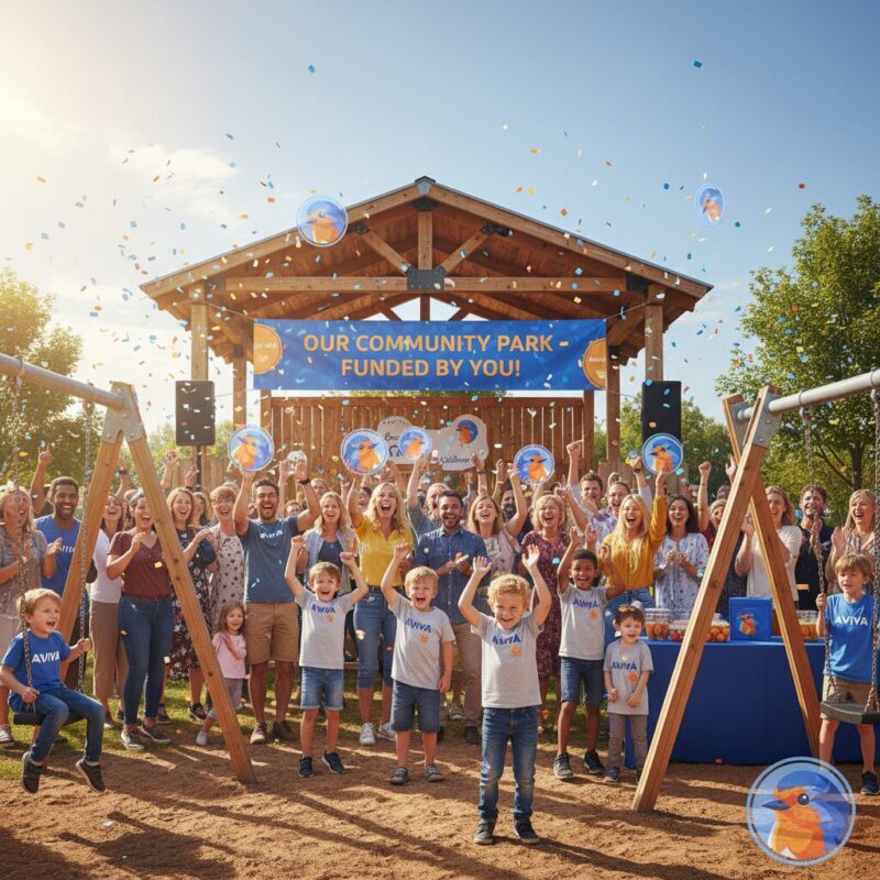 Community members celebrating at a local park project funded by community grants