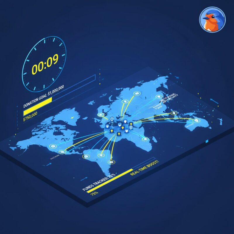 Dashboard illustration showing an AI algorithm matching non-profits with active grant opportunities