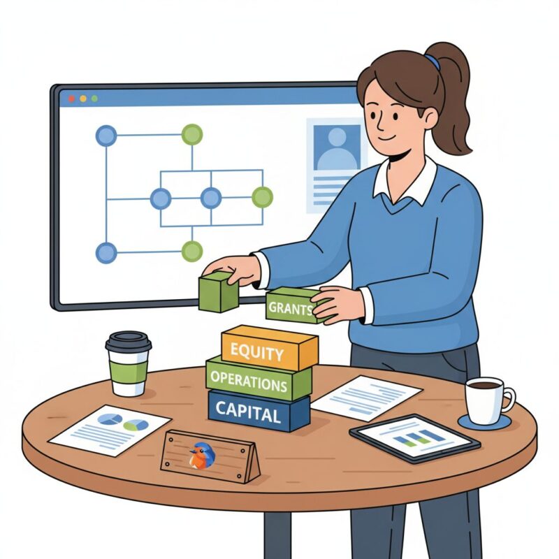 Grant manager building a tower of hybrid funding blocks