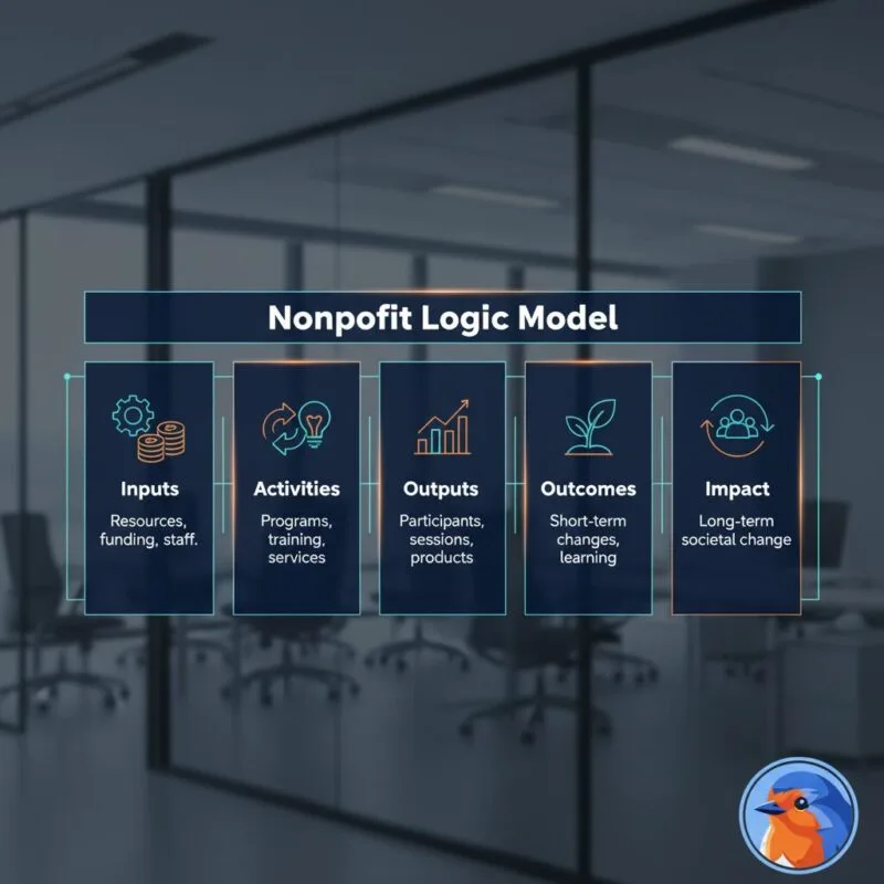 Holographic logic model interface floating above a modern corporate conference table