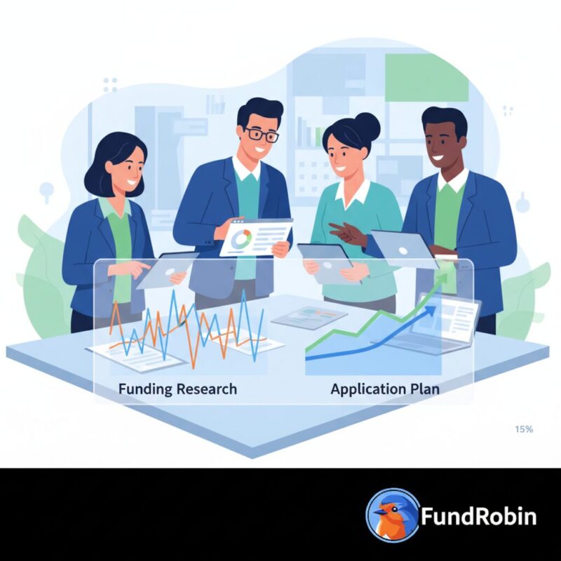 Illustration of a nonprofit team creating a stable grant funding timeline