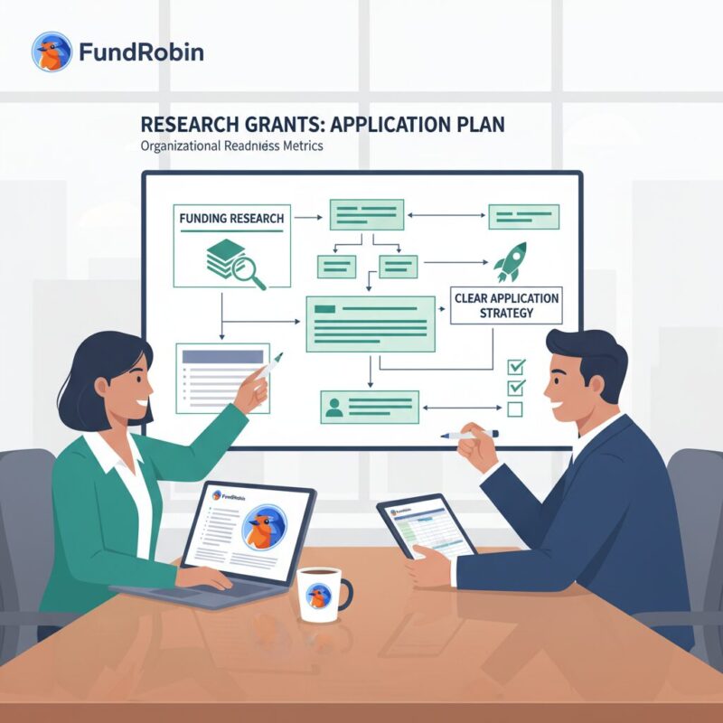 Nonprofit team discussing grant readiness strategy on a whiteboard