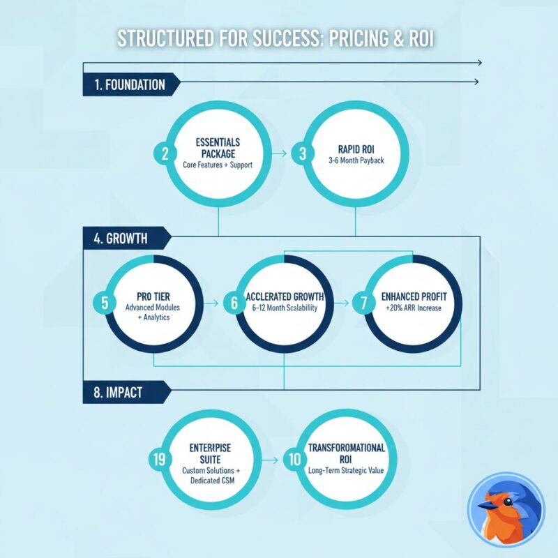 Pricing tier infographic displaying Foundation, Growth, and Impact options