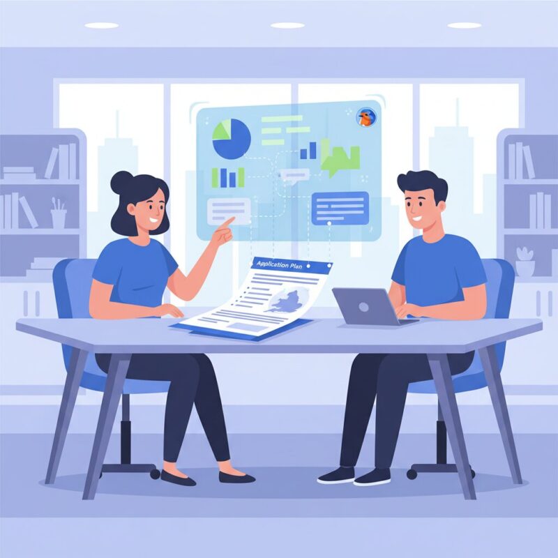 Professional analyzing charity impact data to write a grant proposal