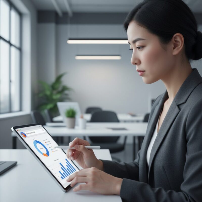 Searching a digital grant database on a tablet device for match funding