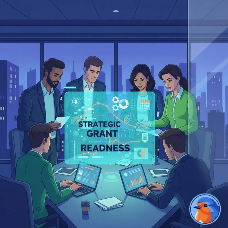 Strategic Grant Readiness featured image with holographic financial charts