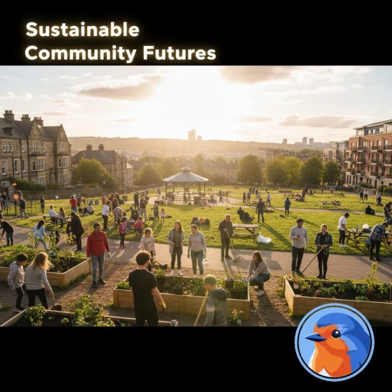 Sustainable Operations featured image with holographic organizational data in a modern office