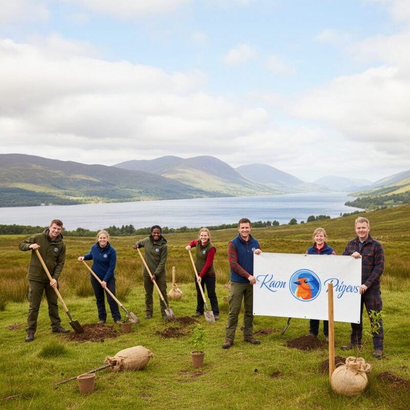 Volunteers working on a Scottish environmental community project