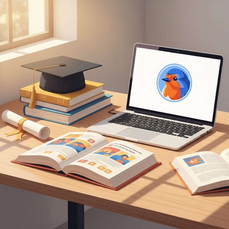 Warm illustration of open books and a laptop representing accessible free grant writing courses