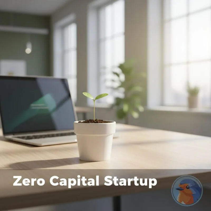 Zero Capital Startup featured image with holographic seedling and blue data streams