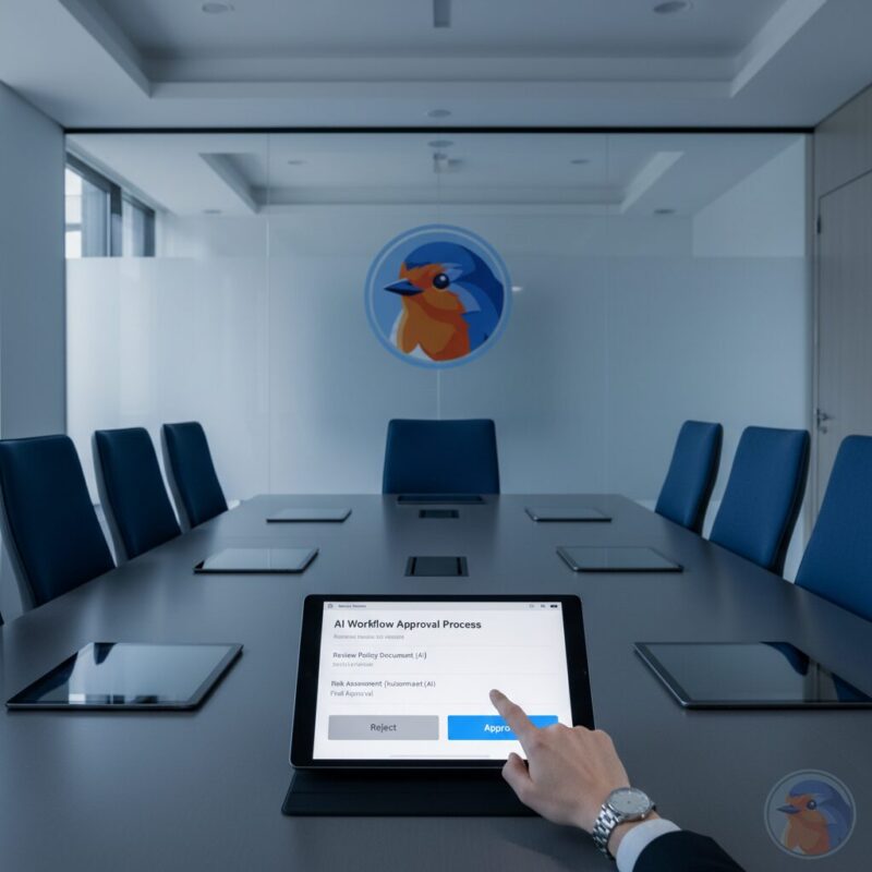Charity professional reviewing and approving AI-generated content on a digital tablet