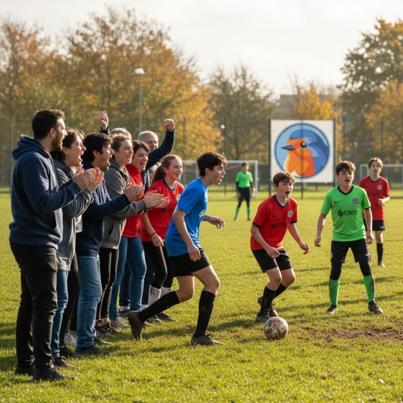 Community members supporting local youth football match demonstrating social cohesion