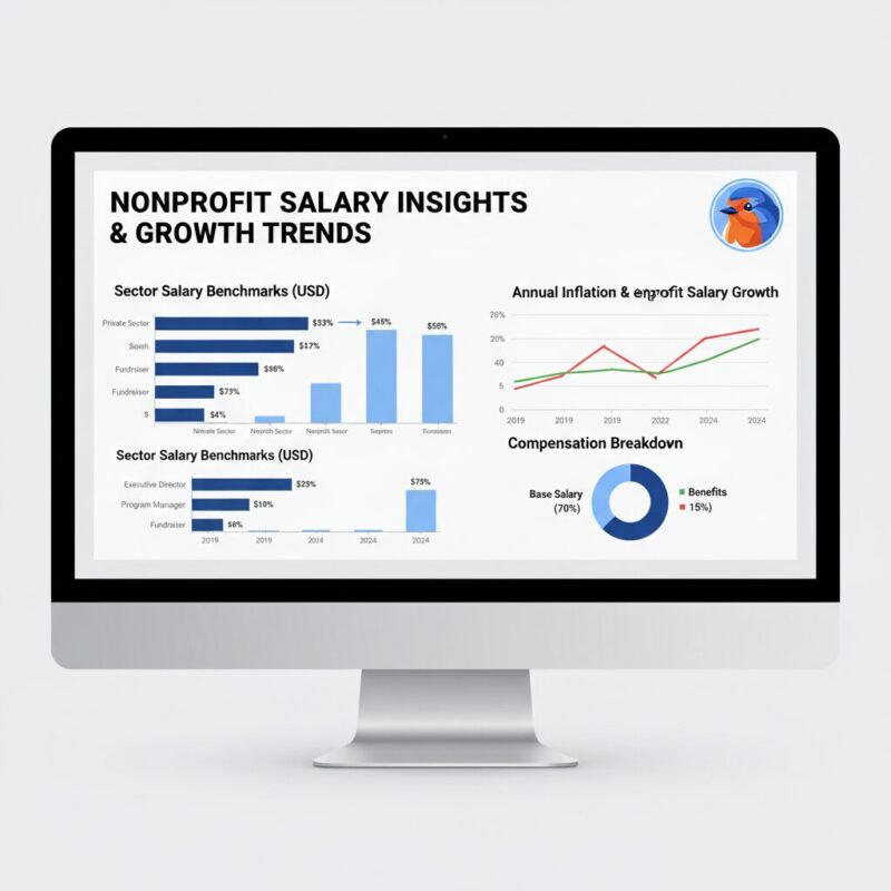 Data dashboard showing charity salary benchmarking and 2026 inflation trends
