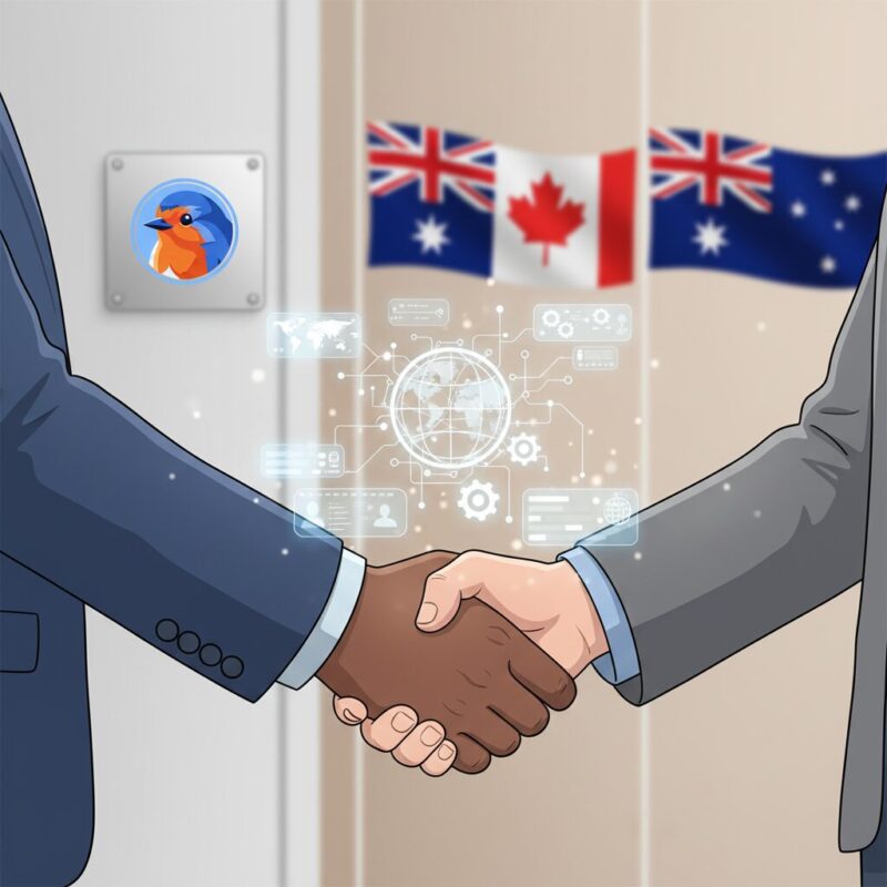 Digital interface floating above a handshake representing NGO tech stacks