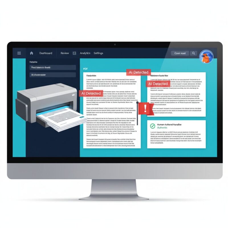 Digital scanner interface detecting AI-generated text in a grant application