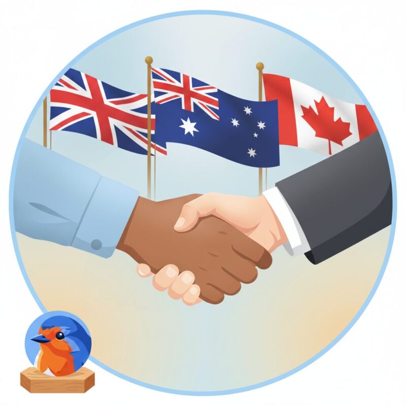 Diverse individuals shaking hands representing international NGO partnerships