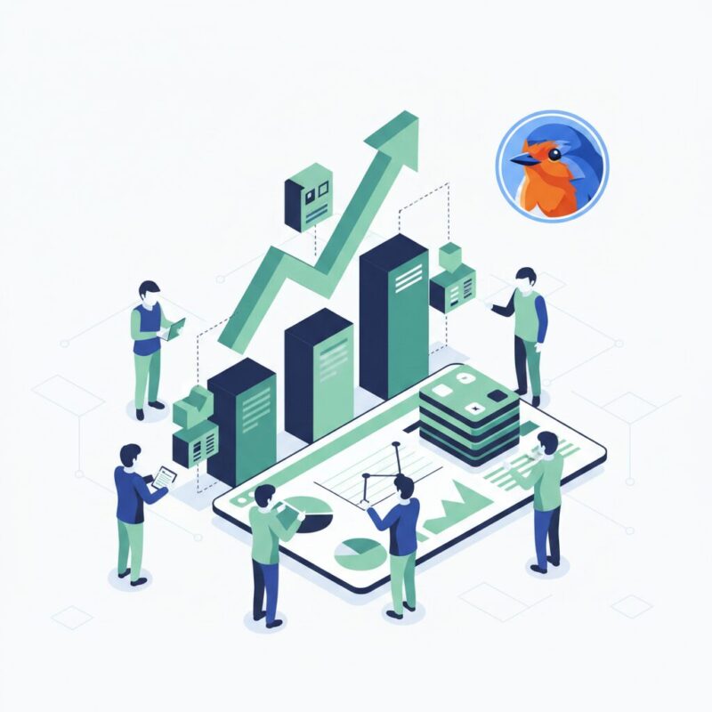 Flat vector graphic illustrating grant writing ROI through internal capacity building
